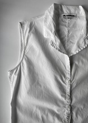 Jil sander рубашка без рукавов, белый топ на пуговицах4 фото