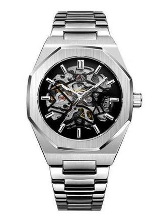 Годинник наручний gusto skeleton silver-black