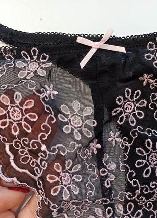 Uk 14 /наш 48 роскошные трусики трусы стринги из прозрачного тюля  c вышивкой f&f