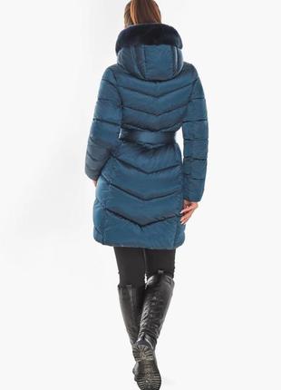 Зимняя синяя женская теплая куртка воздуховик с мехом braggart angel's fluff аir3 matrix, оригинал, германия7 фото