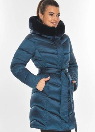 Зимняя синяя женская теплая куртка воздуховик с мехом braggart angel's fluff аir3 matrix, оригинал, германия4 фото