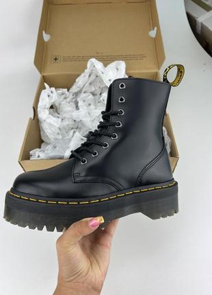 Ботинки dr. martens jadon polished smooth platform 15265001 черные, оригинальные ботинки др мартенс на платформе