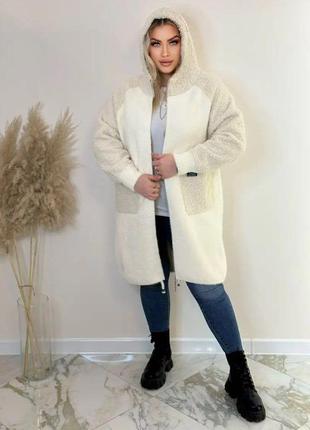 Пальто курточка шубка з капюшоном альпака10 фото