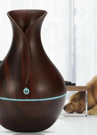 Зволожувач повітря темно-коричневий humidifier ultrasonic aroma з підсвіткою повітроочисник3 фото