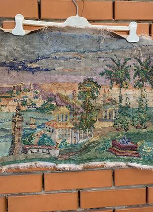 Винтажная вышитая картина, ручная работа