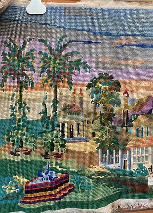 Винтажная вышитая картина, ручная работа