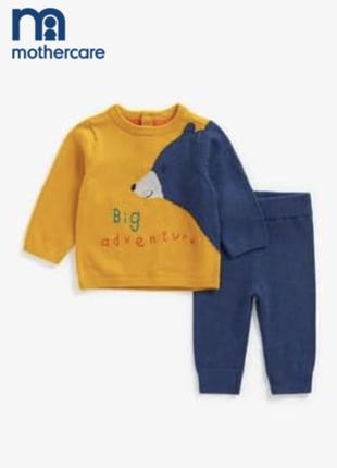 Вязаный комплект с медведем для мальчика mothercare 1 месяц