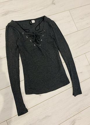 Кофта з рубчик , кофта зі шнурівкою, лонгслив