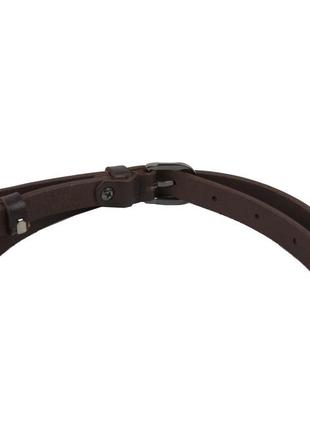 Узкий женский кожаный ремень, пояс skipper 1409-15 темно-коричневый3 фото