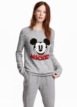 Свитер  сірий з мікі h&m размер s (0596509002) 3