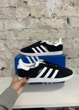 Кроссовки adidas gazelle черные с белым оригинал новые