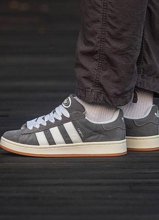 Мужские кроссовки adidas campus grey white / серого с белым цветами