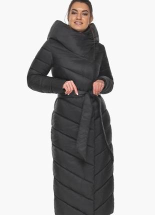 Зимнее женское черное пальто воздуховик  braggart  angel's fluff air3 matrix  в классическом стиле7 фото