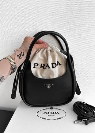 Сумка чорна prada / нова модель з вставним мішечком