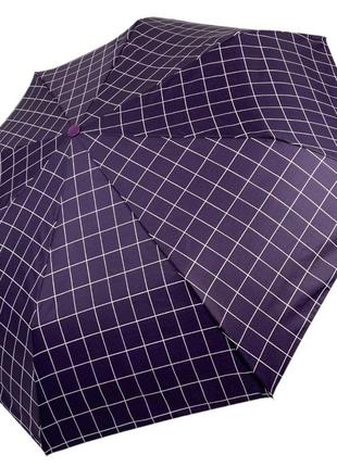 Женский зонт полуавтомат toprain на 8 спиц в клетку, фиолетовый, 02023-2