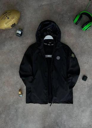 Xxl топова куртка/ вітровка stone island на весну чорна