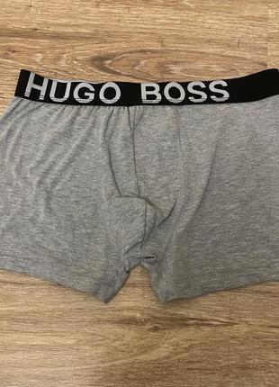 Класні, труси, боксерки, котонові, чоловічі, світло сірого кольору, від дорогого бренду: hugo