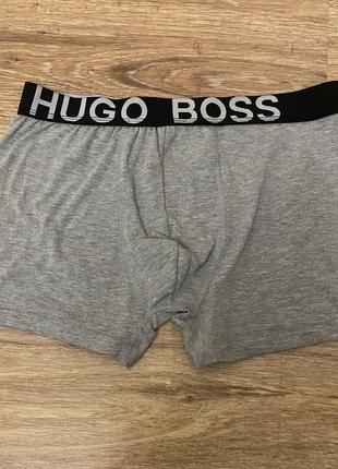 Классные, трусы, боксерки, коттоновые, мужские, свет серого цвета, от дорогого бренда: hugo2 фото