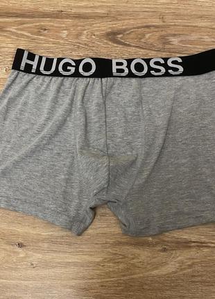 Классные, трусы, боксерки, коттоновые, мужские, свет серого цвета, от дорогого бренда: hugo4 фото