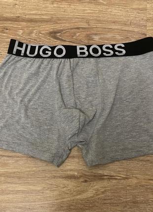 Классные, трусы, боксерки, коттоновые, мужские, свет серого цвета, от дорогого бренда: hugo3 фото