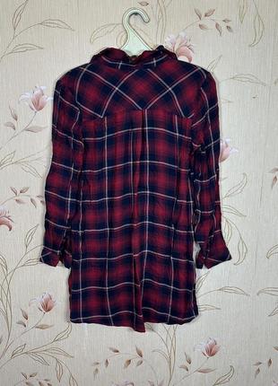 Рубашка в клеточку , приталеная блуза с длинным рукавом размер xs s m l7 фото