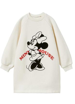 Платье флис тепла туника удлиненное zara mickey minnie mouse disney