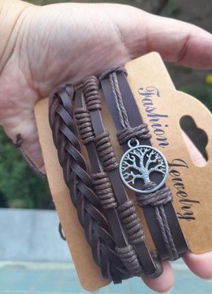 Стильный набор браслетов унисекс дерево4 фото