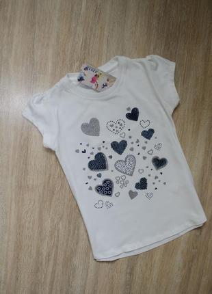 Фирменная трикотажная футболка wanex в сердечки для маленькой принцессы