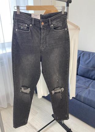 Mom джинсы с потертостями1 фото