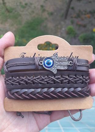 Стильный набор браслетов унисекс хамса рука2 фото