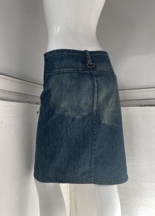 Джинсовая винтажная юбка diesel y2k с бахромой асимметричный крой авангард (morgan, marithe francois girbaud ) выстиран деним3 фото