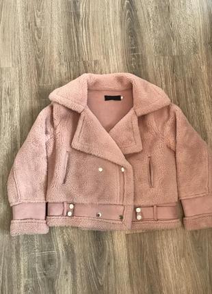 Шубка дубльонка курточка тепла  шуба  розова1 фото
