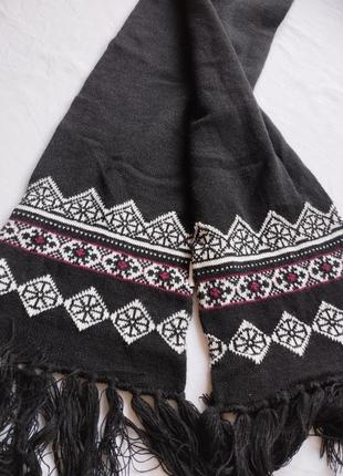 🖤🤍 теплый шарф с бахромой1 фото