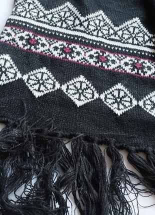 🖤🤍 теплый шарф с бахромой4 фото