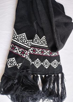 🖤🤍 теплый шарф с бахромой3 фото