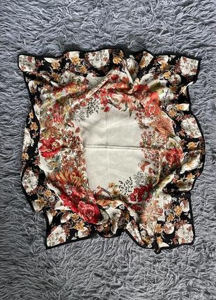Pierre cardin 100% шелковый роскошный винтажный платок шарф в цветочный принт1 фото