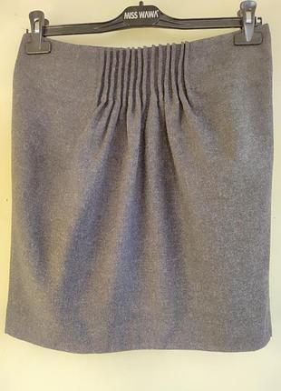 Шерстяная юбка с оригинальной драпировкой на подкладке1 фото