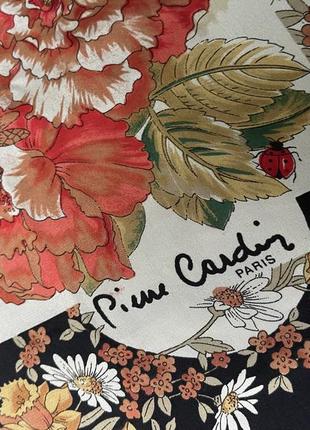Pierre cardin 100% шелковый роскошный винтажный платок шарф в цветочный принт7 фото