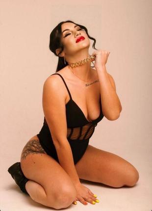 Боді топ на бретелях сітка кісточки облягаючий пуш ап бра ліф обтягуючий базовий...