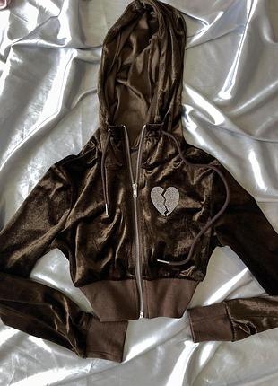 Велюровые укороченные сопки кофты с капюшоном2 фото