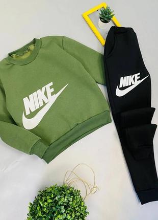 Теплый спортивный костюм трехнить на флисе nike9 фото