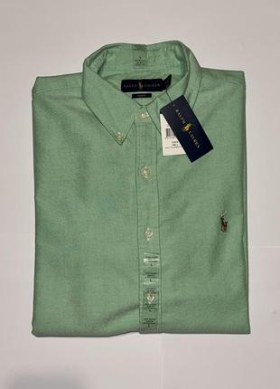 Polo ralph lauren slim fit oxford button down shirt golf green2 фото