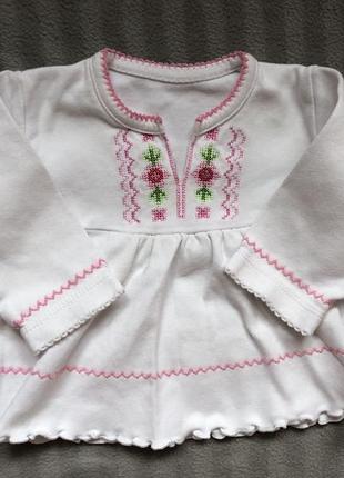 Вышиванка рубашка платье кофточка 3-6 мес