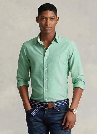 Polo ralph lauren slim fit oxford button down shirt golf green1 фото