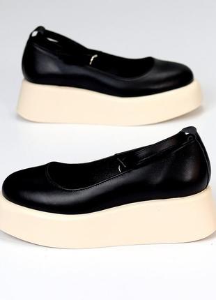 Натуральная кожа, шикарные черные женские туфли aquamarine5 фото