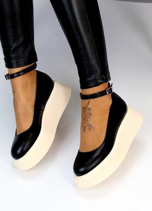 Натуральная кожа, шикарные черные женские туфли aquamarine2 фото