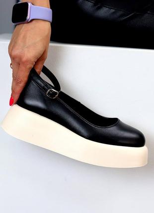 Натуральная кожа, шикарные черные женские туфли aquamarine6 фото