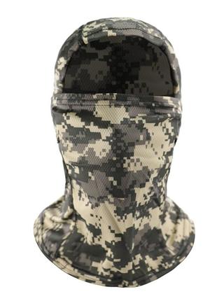 Балаклава літня піксель універсальна шапка-балаклава-баф військова під шолом на голову та обличчя