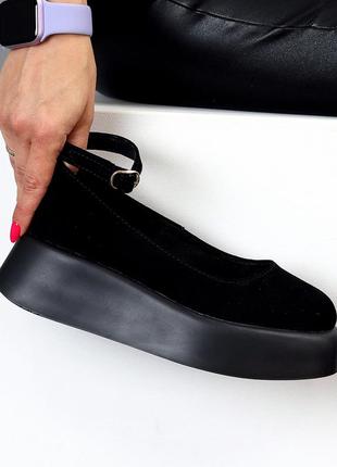Натуральная замша, шикарные черные женские туфли aquamarine7 фото