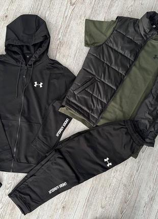 Мужской спортивный костюм under armor 5 в 1 худи + штаны + футболка + жилетка + носки9 фото